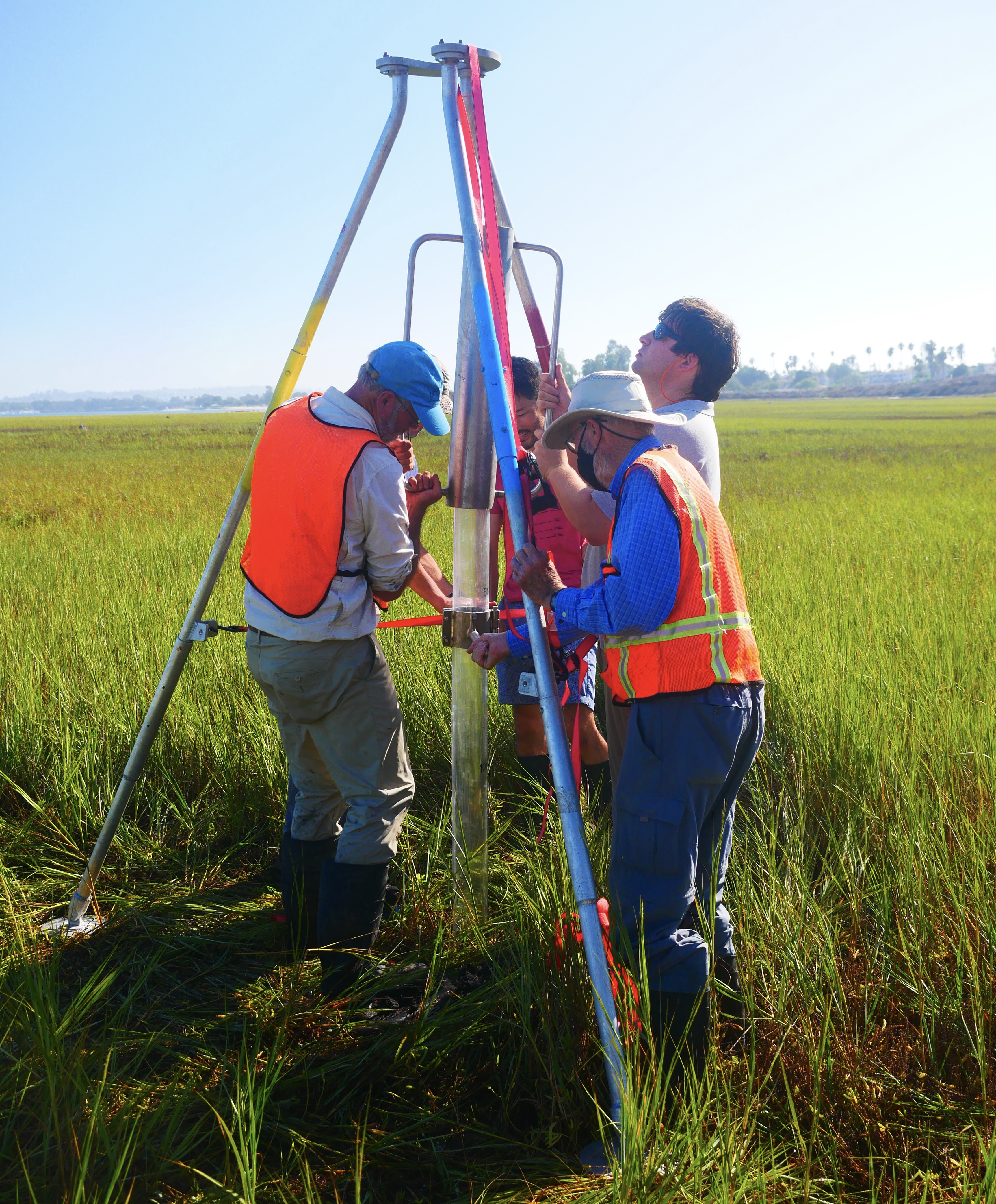 sediment coring at the Kendall-Frost Marsh
